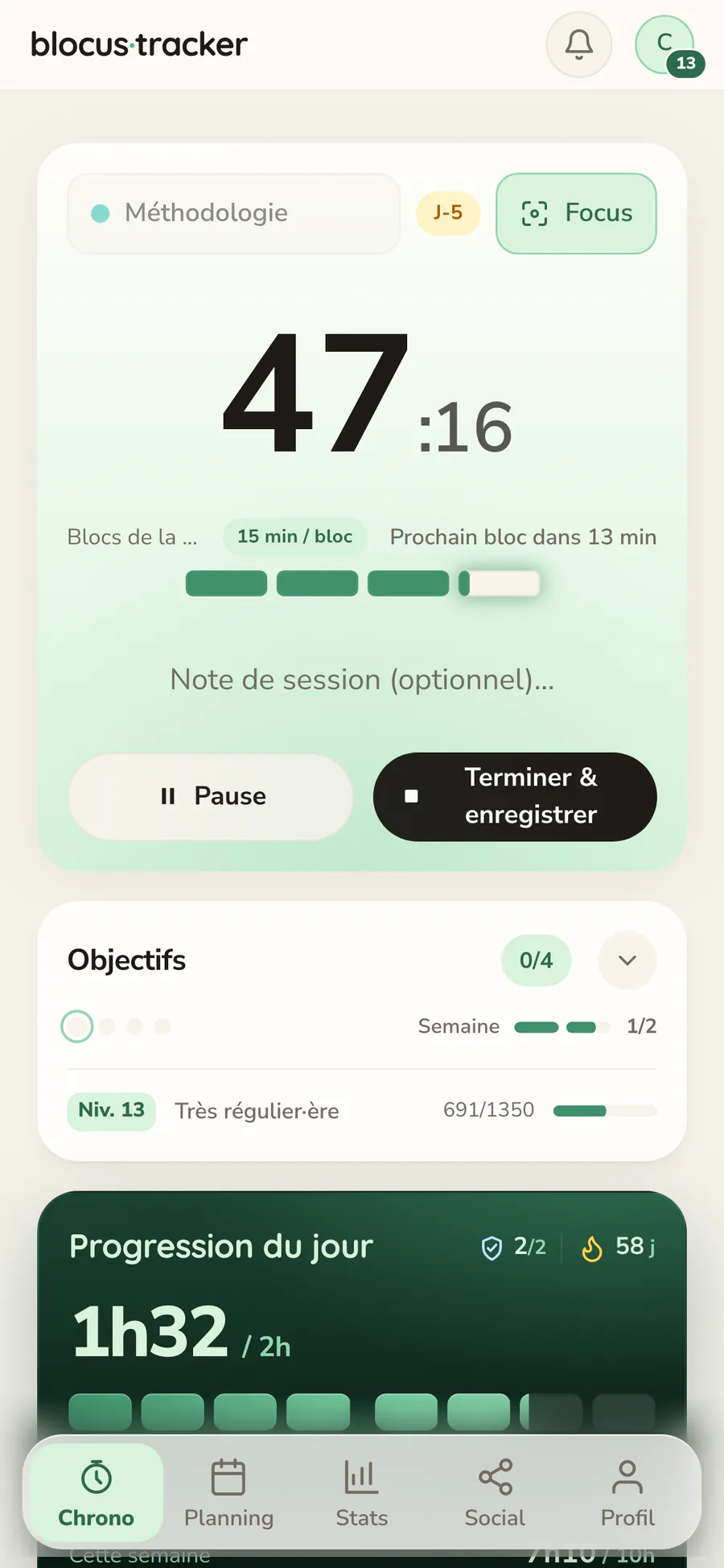 Le même Chrono sur téléphone